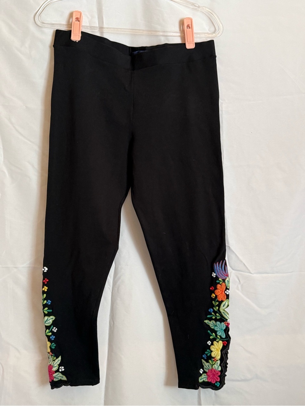 Brazil Roxx Embroidered Floral Cutout Black Leggings Size Large to XL